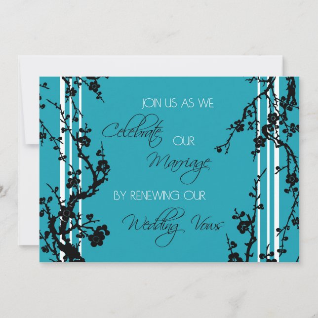 Turquoise Vow Renewal Ceremony Invitation Card (Front)