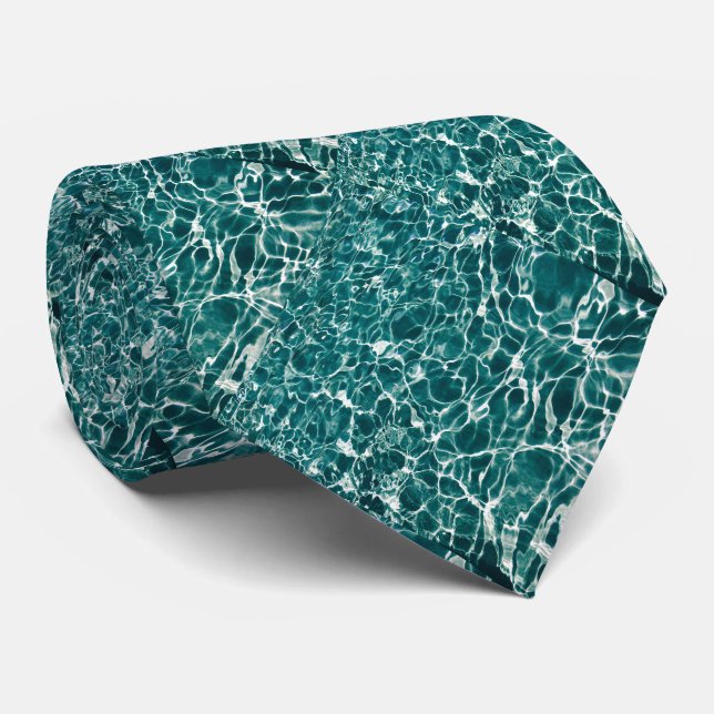 Turquoise Water Caustics Tie (Rolled)