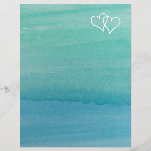 Turquoise water colour beach wedding stationery (Front)