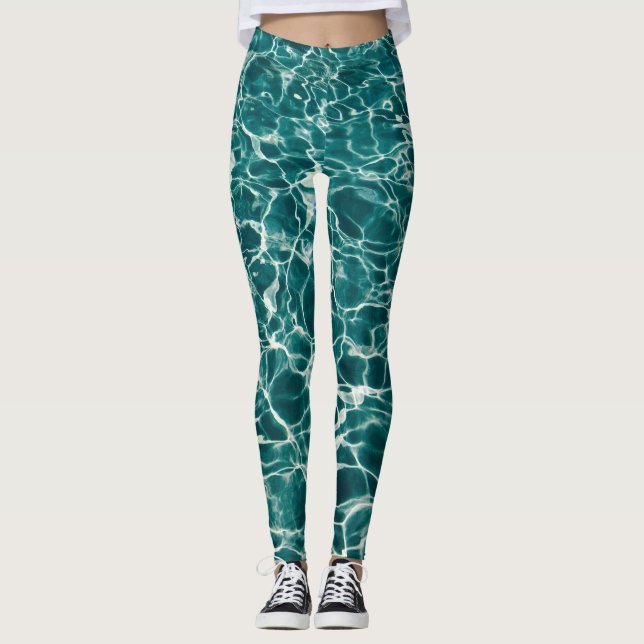 Turquoise Water Flow Leggings (Front)