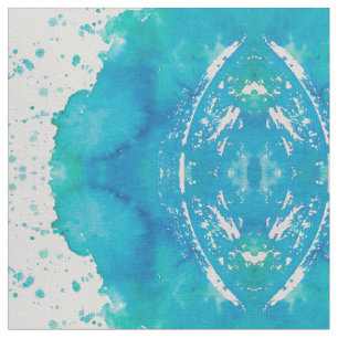 Turquoise Watercolor Abstract Fabric