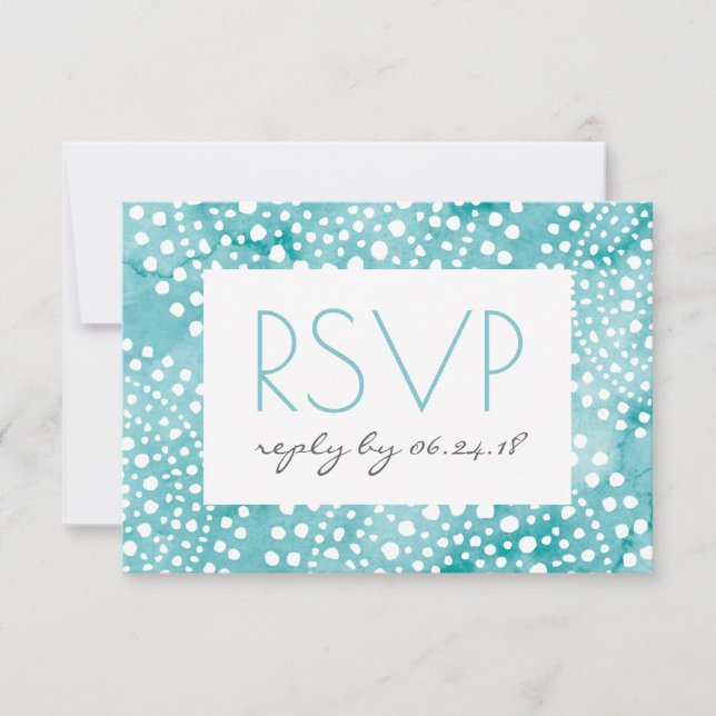 Turquoise Watercolor Bali Boho RSVP Card (Front)