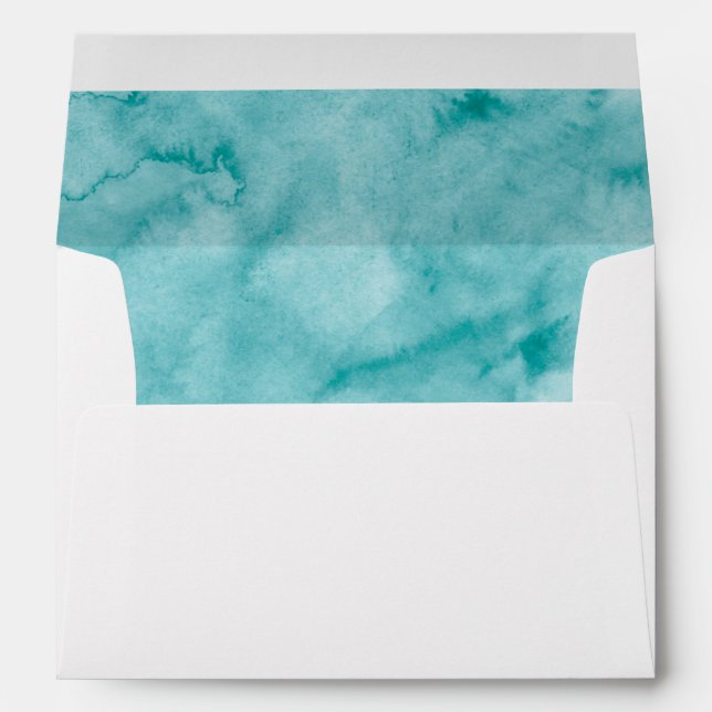 Turquoise Watercolor Bali Boho Wedding Envelopes (Back (Bottom))