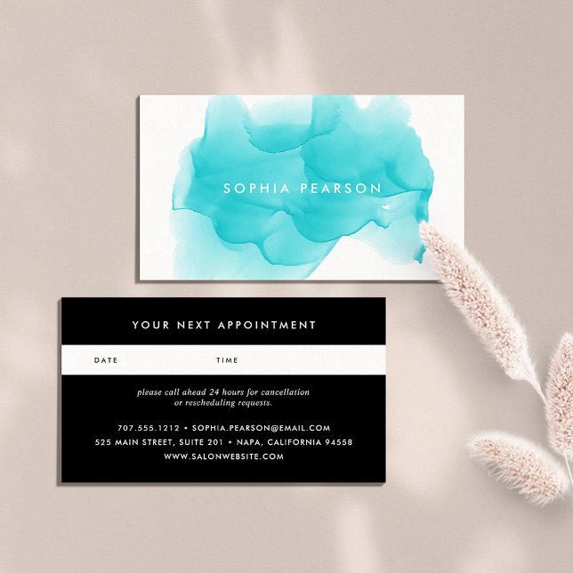 Turquoise Watercolor Blot | Appointment Card (Creator Uploaded)