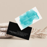 Turquoise Watercolor Blot Business Card<br><div class="desc">Chic watercolor business cards feature your name or company name layered on a blooming inkblot illustration in cool tropical turquoise. Add your full contact information to the back in white on black.</div>