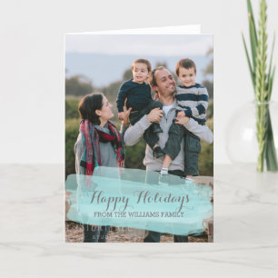 Turquoise Watercolor Brushstroke Photo Card
