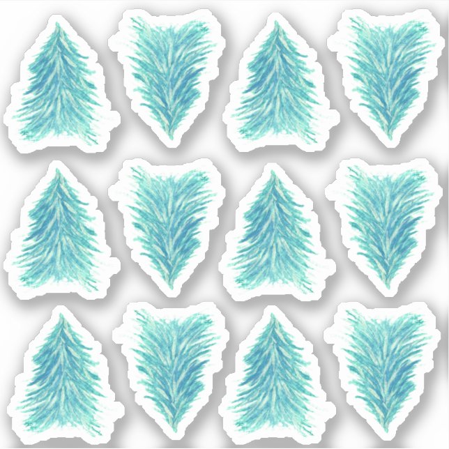 Turquoise Watercolor Christmas Tree  (Front)