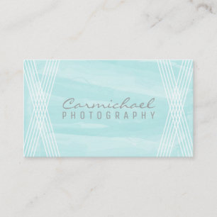 Turquoise Watercolor Deco Business Card