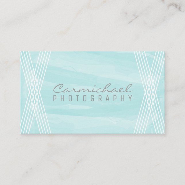 Turquoise Watercolor Deco Business Card (Front)