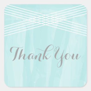 Turquoise Watercolor Deco Thank You Square Sticker