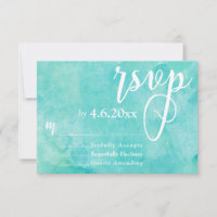 Turquoise Watercolor Elegant Typography RSVP