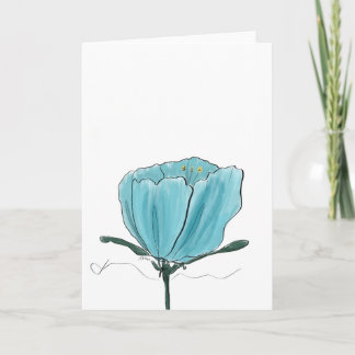 Turquoise Watercolor Flower Card