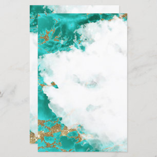 Turquoise Watercolor Geode Blank Stationery