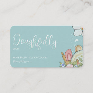 Turquoise Watercolor Home Bakery Custom Cookies Business Card
