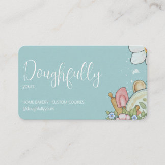 Turquoise Watercolor Home Bakery Custom Cookies Business Card