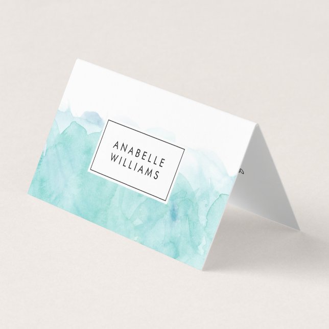 Turquoise Watercolor Modern Artist Business Card (Front)