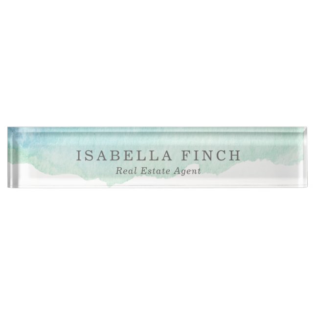 Turquoise Watercolor Nameplate (Front)