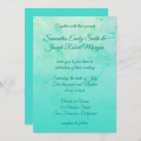 Turquoise Watercolor Ombre Calligraphy Wedding