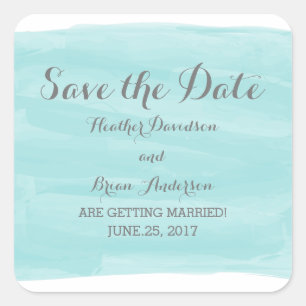 Turquoise Watercolor Save the Date Stickers