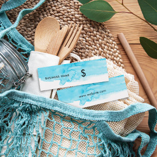 Turquoise Watercolor Splash White Modern Price Tag