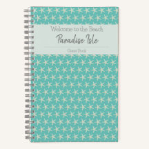 Turquoise Watercolor Starfish Guest Book