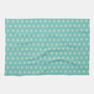Turquoise Watercolor Starfish Tea Towel