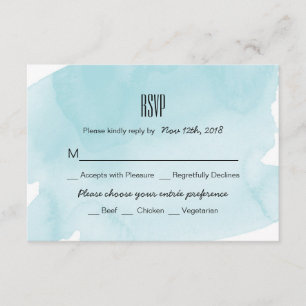 Turquoise Watercolor Wash Wedding RSVP Card