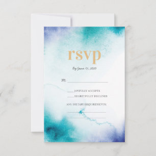 Turquoise Watercolor Wedding RSVP cards