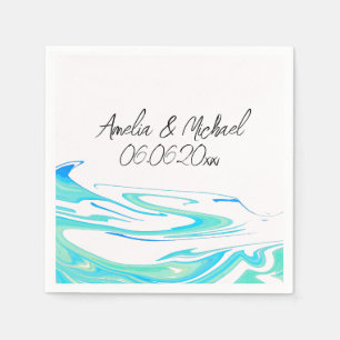 Turquoise Wave Personalized Napkin