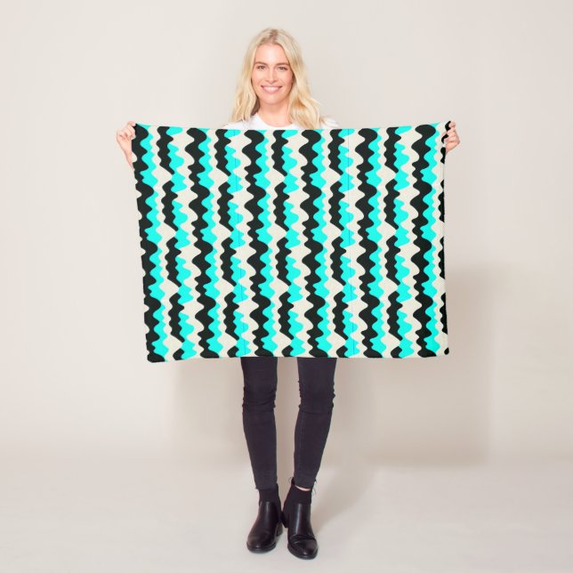 Turquoise Waves Fleece Blanket (In Situ)