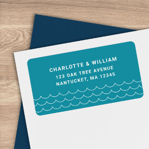 Turquoise Waves Return Address Label