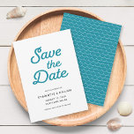 Turquoise Waves Save the Date Card<br><div class="desc">Turquoise Waves Save the Date card has turquoise waves pattern back side. Personalise it by replacing the placeholder text. For more options such as to change the font and it's size/colour or the spacing between letters click the "Customise" button. *Please note that the Zazzle Watermark that appears in the zoom...</div>
