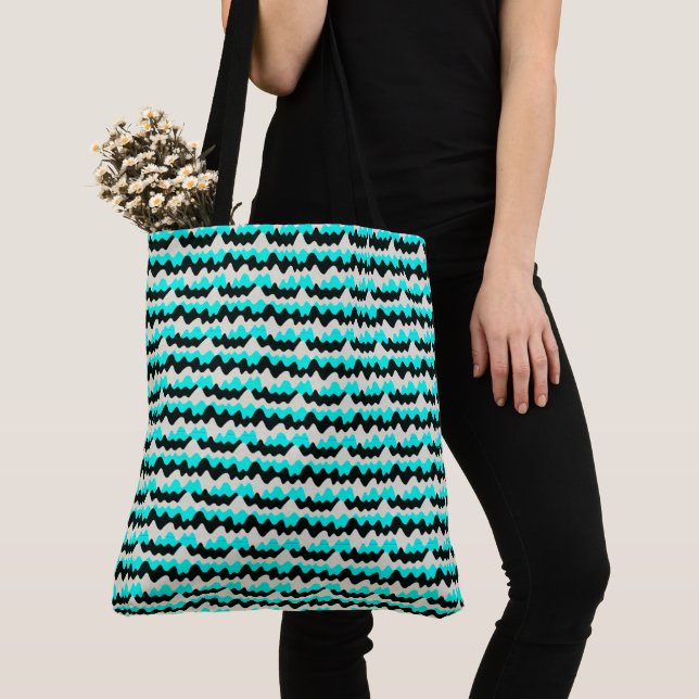 Turquoise Waves Tote Bag (Close Up)