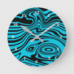 Turquoise Waves Wall Clock - Choose Colour