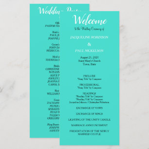 Turquoise Wedding Program Programme