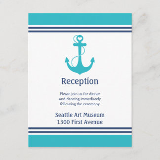 Turquoise Wedding Reception Direction Invitation