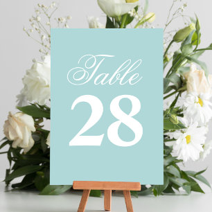 Turquoise Wedding Script Table Number Sign 