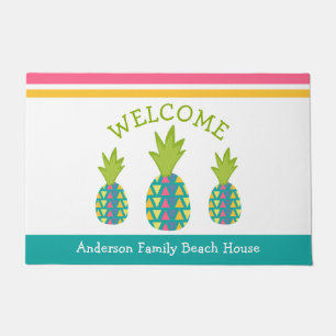 Turquoise Welcome 3 Tropical Pineapple Beach House Doormat