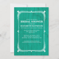 Turquoise Western Barn Wood Bridal Shower Invites