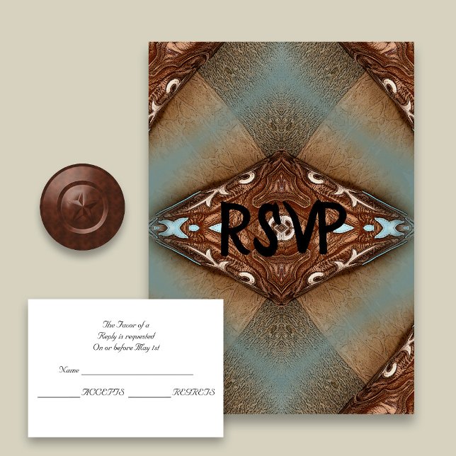 Turquoise Western Motif  Wedding RSVP (Creator Uploaded)