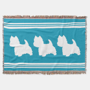 Turquoise Westies Throw Blanket