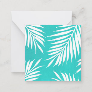 Turquoise White Acrylic Palm Leaves Card
