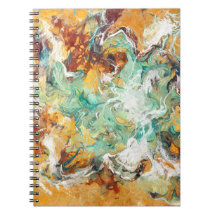 Turquoise White Amber Swirl Abstract Notebook