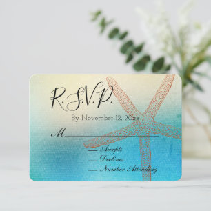 Turquoise White Aqua Blue Beach Wedding RSVP Enclosure Card