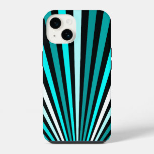 Turquoise White Black stripes iPhone 14 Case