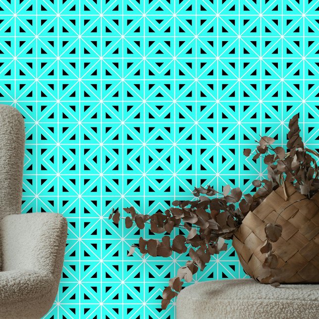 Turquoise White Black Tessellations Geometric Wallpaper (Creator Uploaded)
