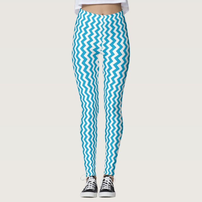 Turquoise White Chevron Leggings (Front)