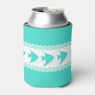 Turquoise White Coastal Angelfish Stripes Can Cooler