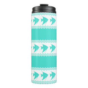 Turquoise White Coastal Angelfish Stripes Thermal Tumbler