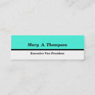 Turquoise White Colour block Mini Business Card